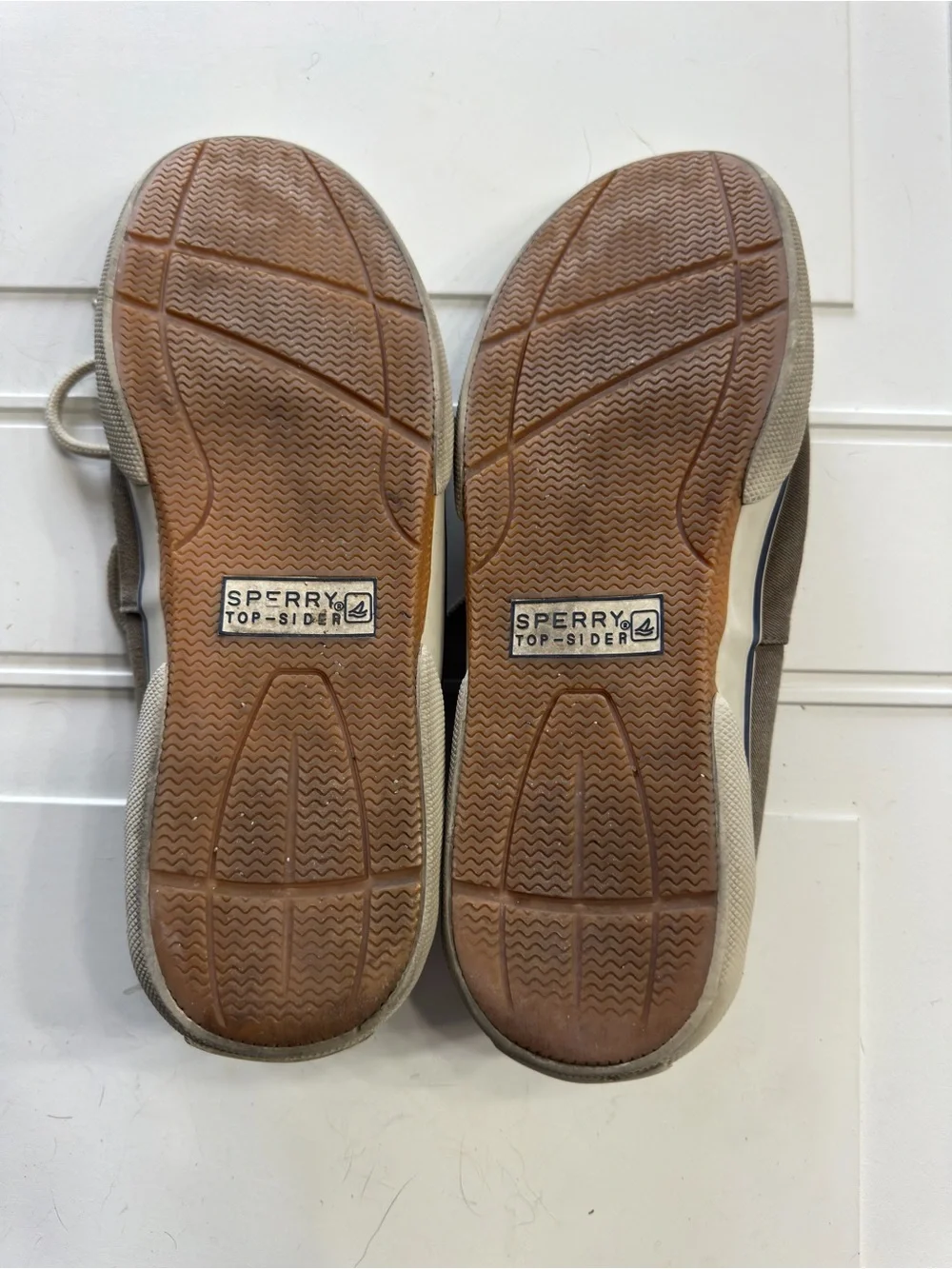 Sperry Men’s Sz 9.5 Top Sider Tan Gray Comfort Boat Shoes Classic